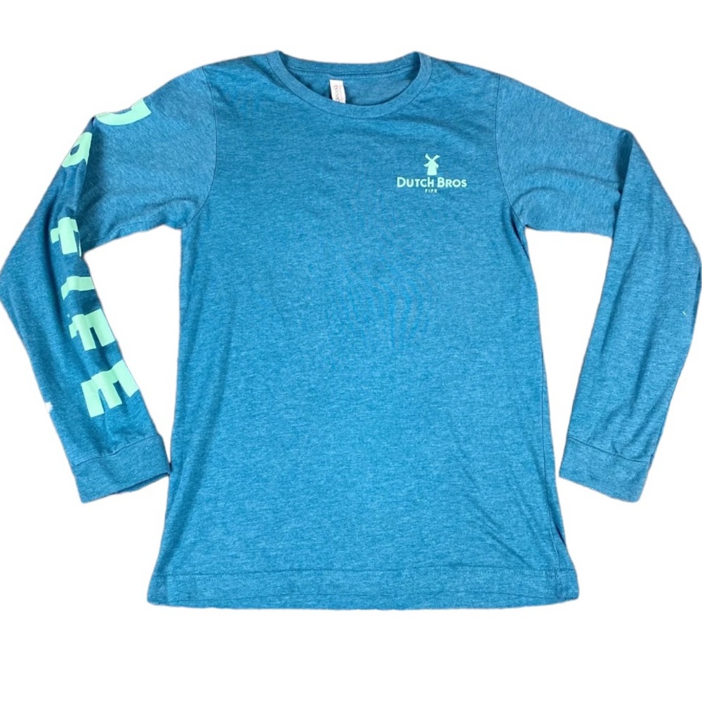 Dutch Bros SMALL Blue Long Sleeve FIFE Words on Sleeve DB 1992 So Cute!